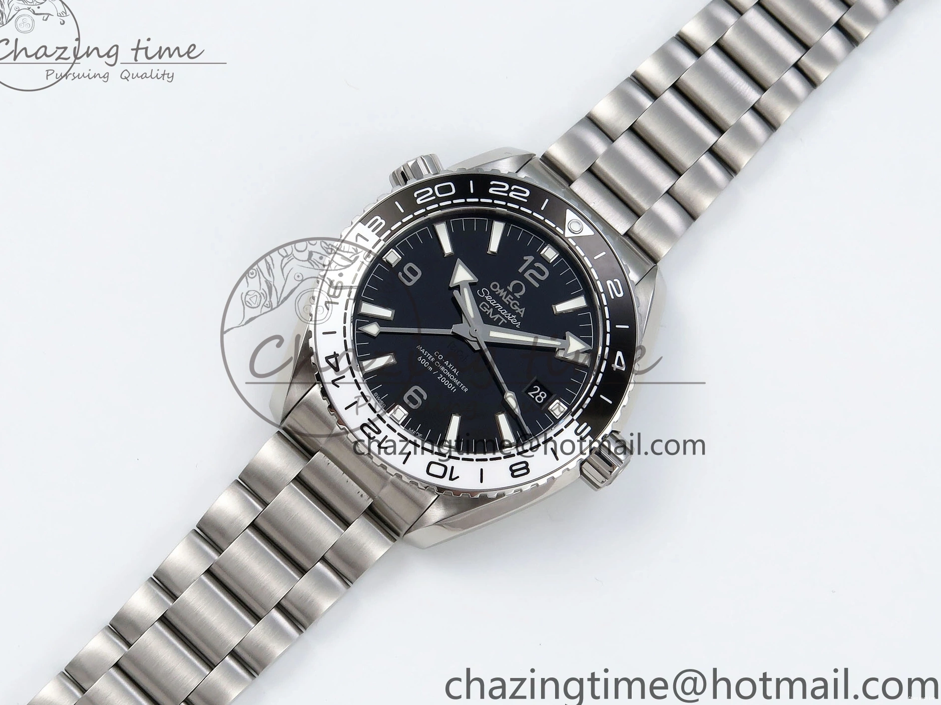 1224 Planet Ocean 600M ‘Tai Chi’ GMT 43.5mm VSF 1:1 Best Edition Black White Ceramic Bezel and Dial on SS Bracelet A8906 Super Clone Durable 7732